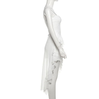 Chiffon ruffle cami midi dress