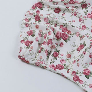 Flower print backless tube mini dress