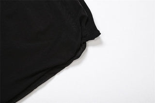 Mesh off shoulder halter solid backless ruched top