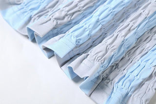 Short sleeve crewneck ruffle smocked letter print top