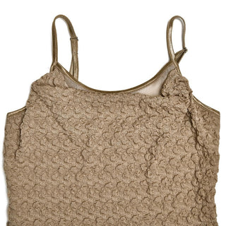 Textured mesh solid ruched irregular cami midi dress - Final Sale