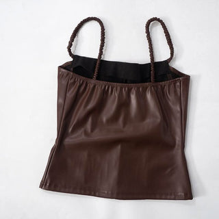PU leather backless cami top