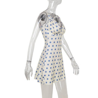 V neck sleeveless ruched flower print mini dress