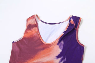 Crewneck sleeveless contrast mini dress