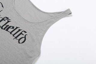 U neck glitter letter print 2 piece top