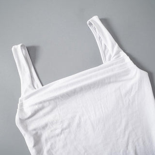 Square neck ruched backless solid top