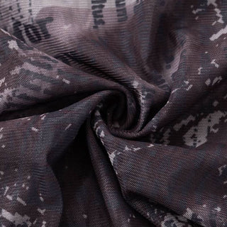 Long sleeve halter letter print button mesh bodysuit