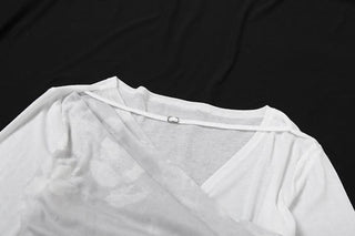 Long sleeve off shoulder print top