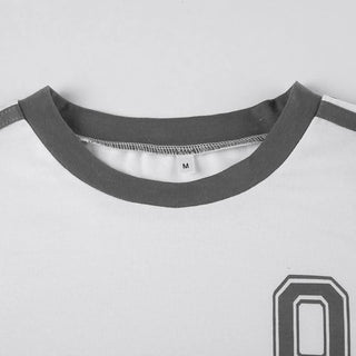 Long sleeve crewneck "01" print crop top