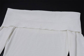 Off shoulder long sleeve knitted solid top