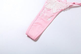 Lace butterfly pattern cross front hollow out cami bodysuit