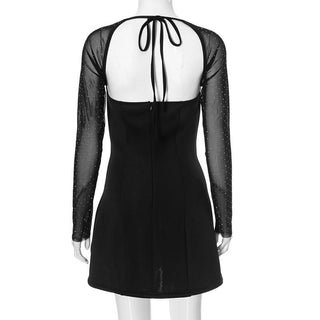 Square neck shrug pleated mini dress