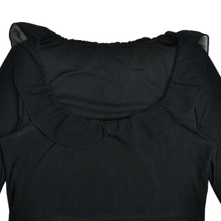 Ruffle long flared sleeve u neck solid midi dress - Final Sale