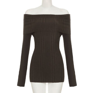 Long sleeve off shoulder textured solid mini dress