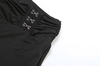 Halter long sleeve off shoulder button ruched pant set