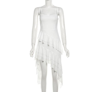 Chiffon ruffle cami midi dress