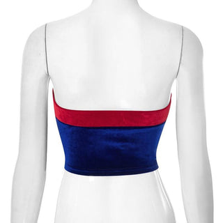 Beaded velvet contrast backless tube top