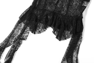 Off shoulder lace ruffle hollow out cut out top