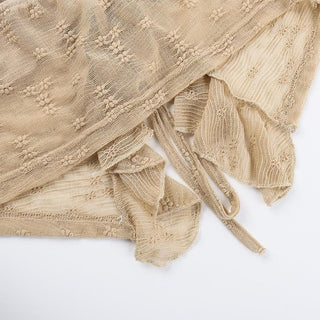 Ruffle high slit textured cami top