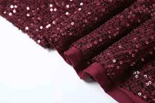 Square neck glitter irregular cami mini dress