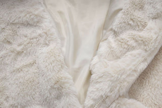 Turnover collar long sleeve fluffy zip-up top