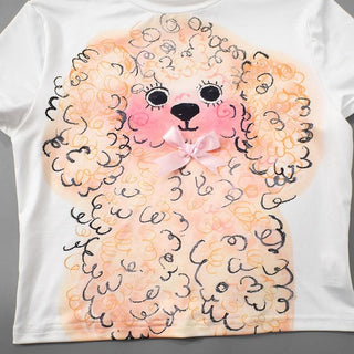 Short sleeve dog print bowknot crop top