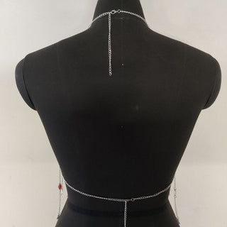 V neck halter tassels backless crop top