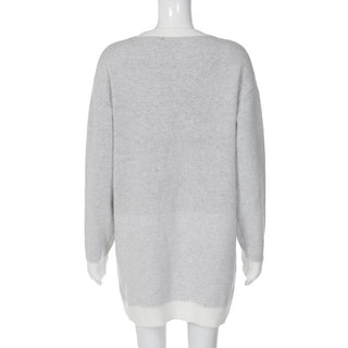 Knitted long sleeve body print contrast top