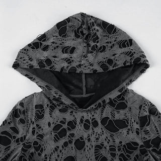 Hoodie long sleeve hollow out cut out top