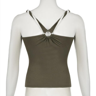 Square neck ruched o ring cami top