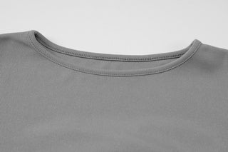 Long sleeve crewneck solid slit top