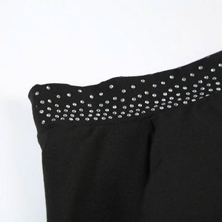 Off shoulder long sleeve beaded ruched mini dress