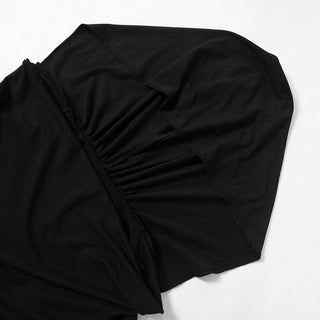 Cowl neck hoodie long flared sleeve solid 2-way top