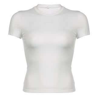Short sleeve crewneck solid top