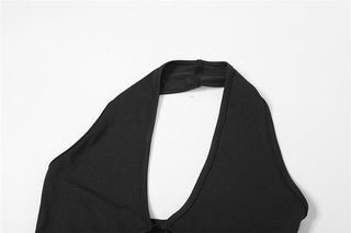 Halter solid v neck hollow out backless romper