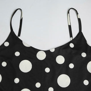 U neck polka dot ruffle cami mini dress