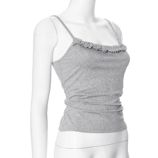 Ruffle backless ruched solid cami top