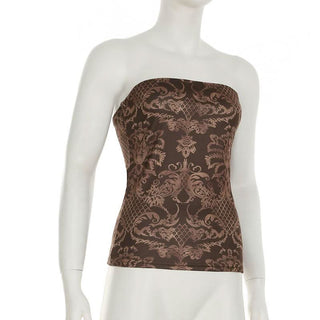 Print contrast backless tube top