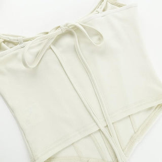Ruffle corset patchwork stitch cami top