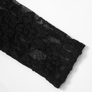One shoulder backless lace see through self tie top