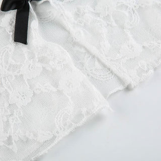 Bowknot lace slit tube top