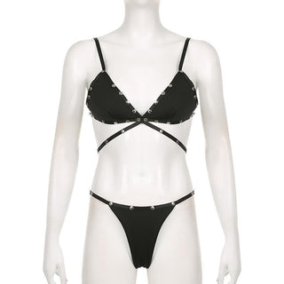 Beaded backless self tie cami pant set