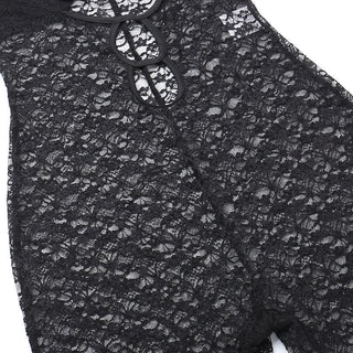 V neck hollow out solid lace cami jumpsuit