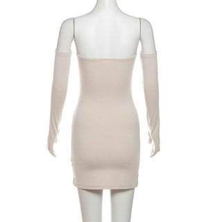 Gloves letter print tube mini dress