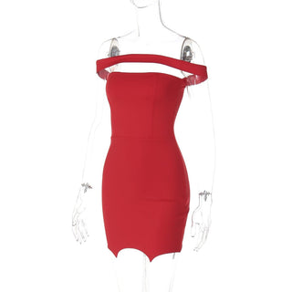 Off shoulder backless solid mini dress