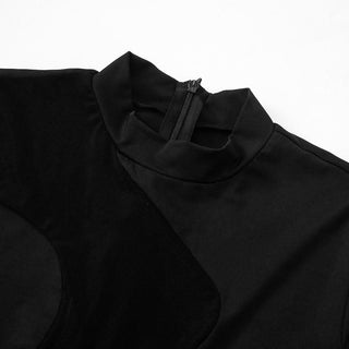 Long sleeve zip-up mesh patchwork crewneck romper