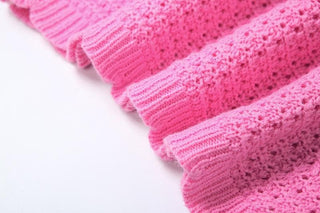 V neck knitted hollow out lace up cut out maxi dress-final-sale