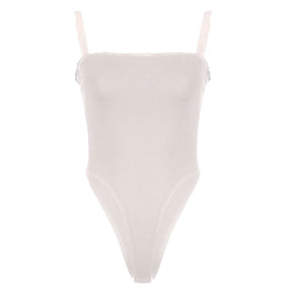 Lace hem backless cami bodysuit