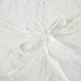 V neck long sleeve lace bowknot top