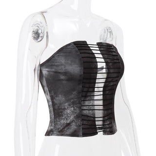 Tie dye hollow out tube crop cut out top
